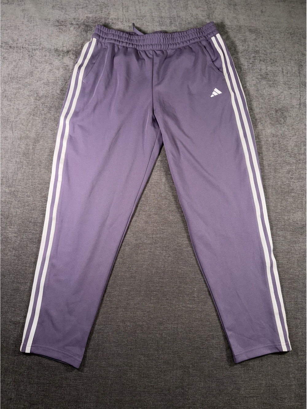 Adidas Women's Purple Track Pants with White Stripes, Size M